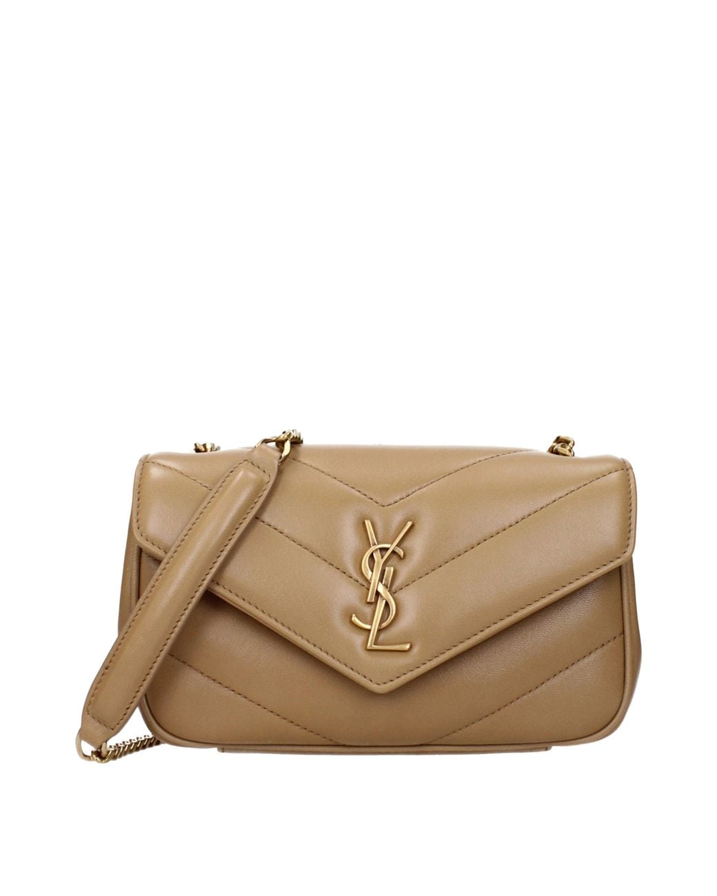 Saint Laurent Natural Bags With Lace Loulou Leather/Tan