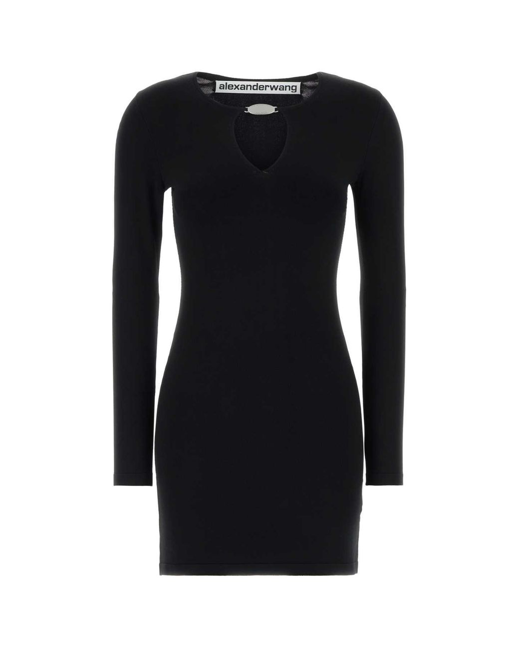 Alexander Wang Black Ls V-Neck Mini Dress With Crystal Necklace