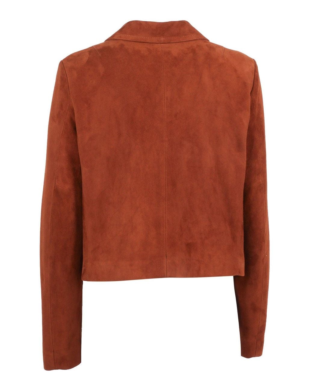 Fay Brown Cropped Suede Jacket With Tailored Collar And Unique Fastenings