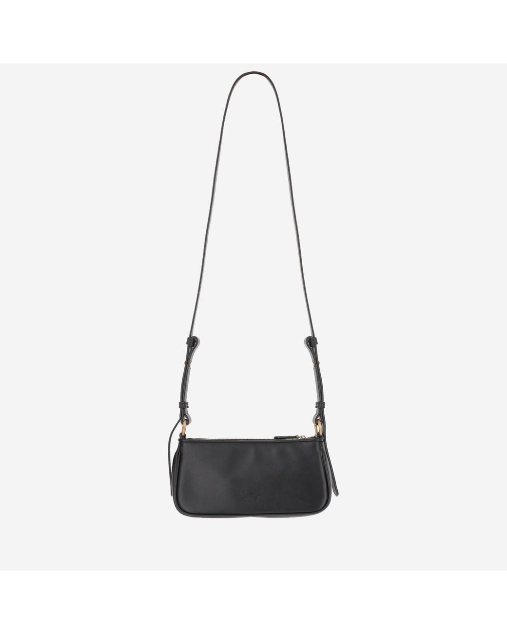Pinko Mini Half Moon Baguette Lederen Tas Met Logo in het Black