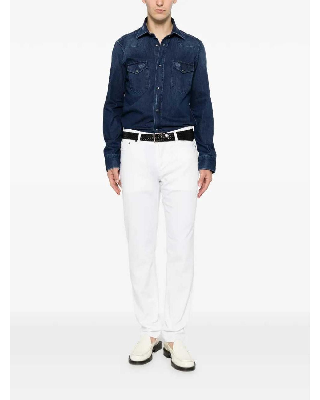 Sartorio Napoli Blue Shirt With Inserts