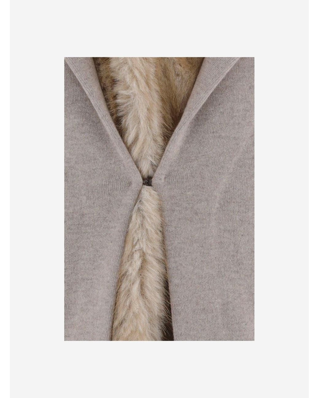 Bruno Manetti Brown Wool And Cashmere Jacket With Fur