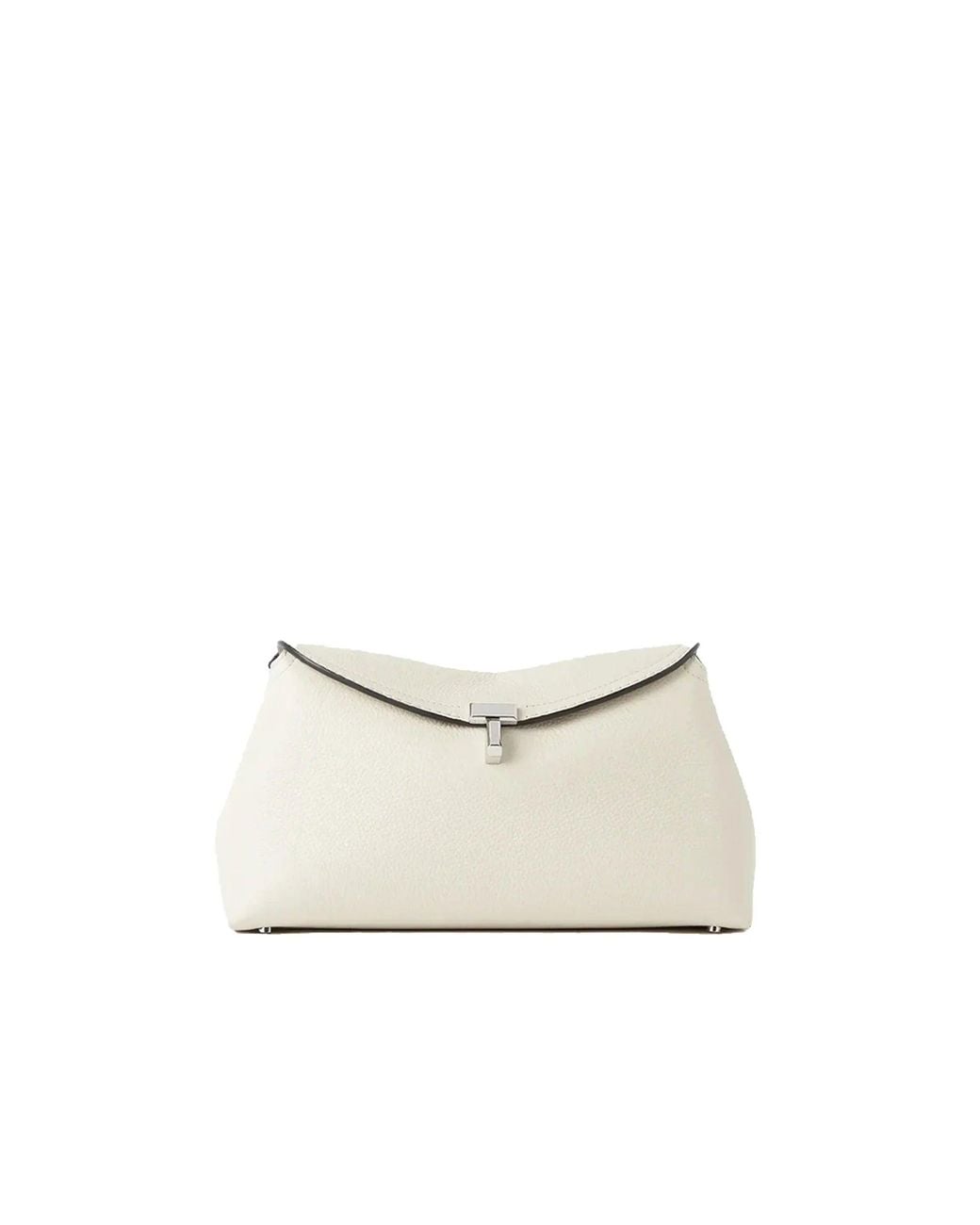Totême Natural T-Lock Leather Clutch Bag