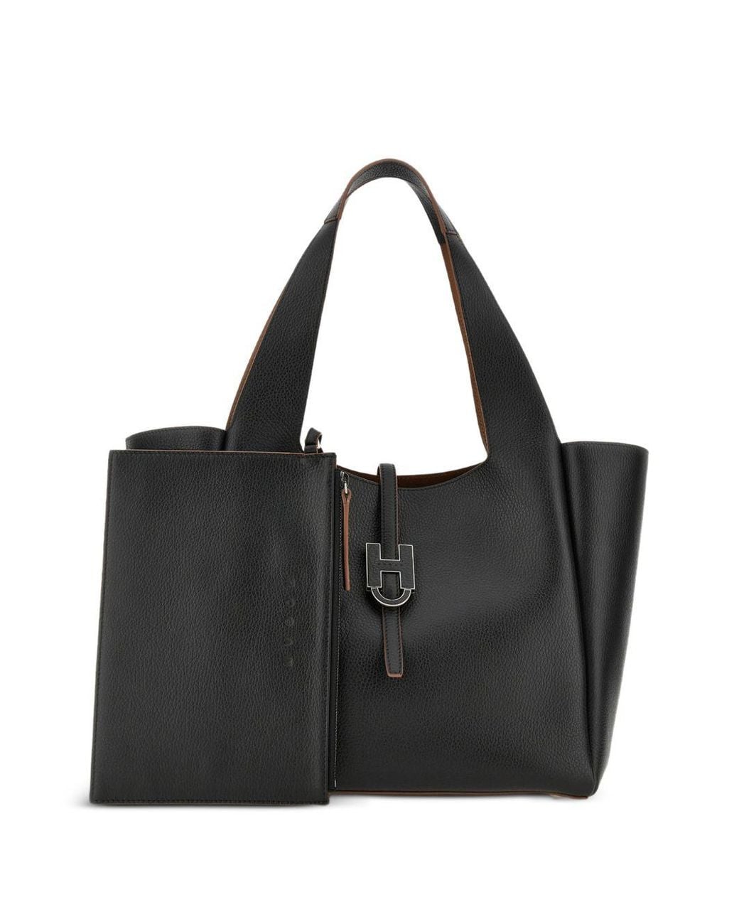 Hogan Black Trenc Leather Tote Bag