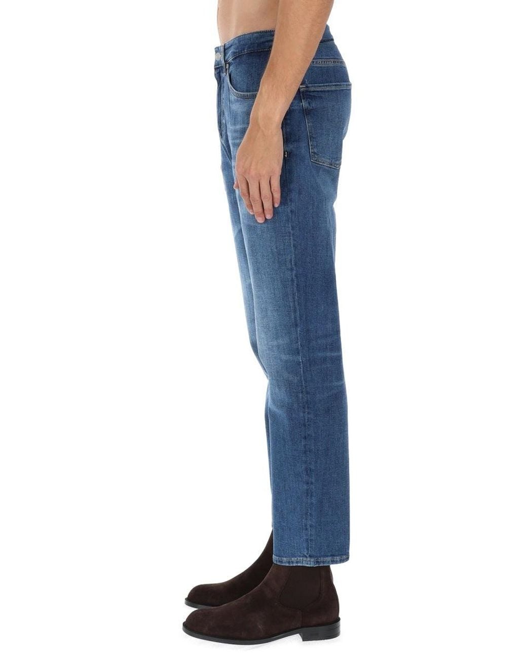 Boss Blue Cotton-Blend Jeans for men