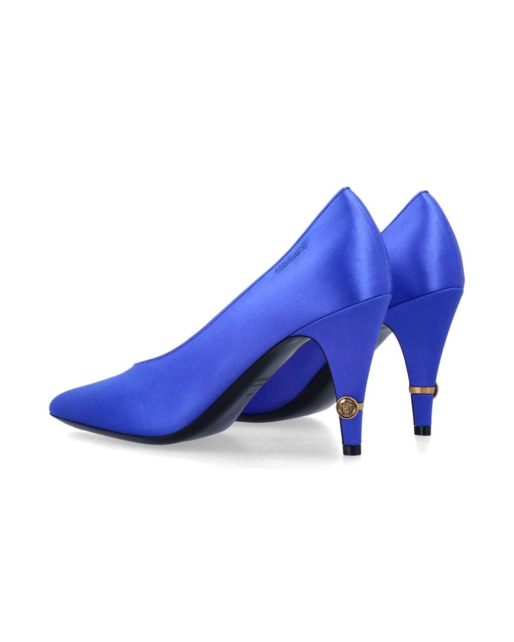 Versace Blue Gianni Satin Pumps 90 Mm