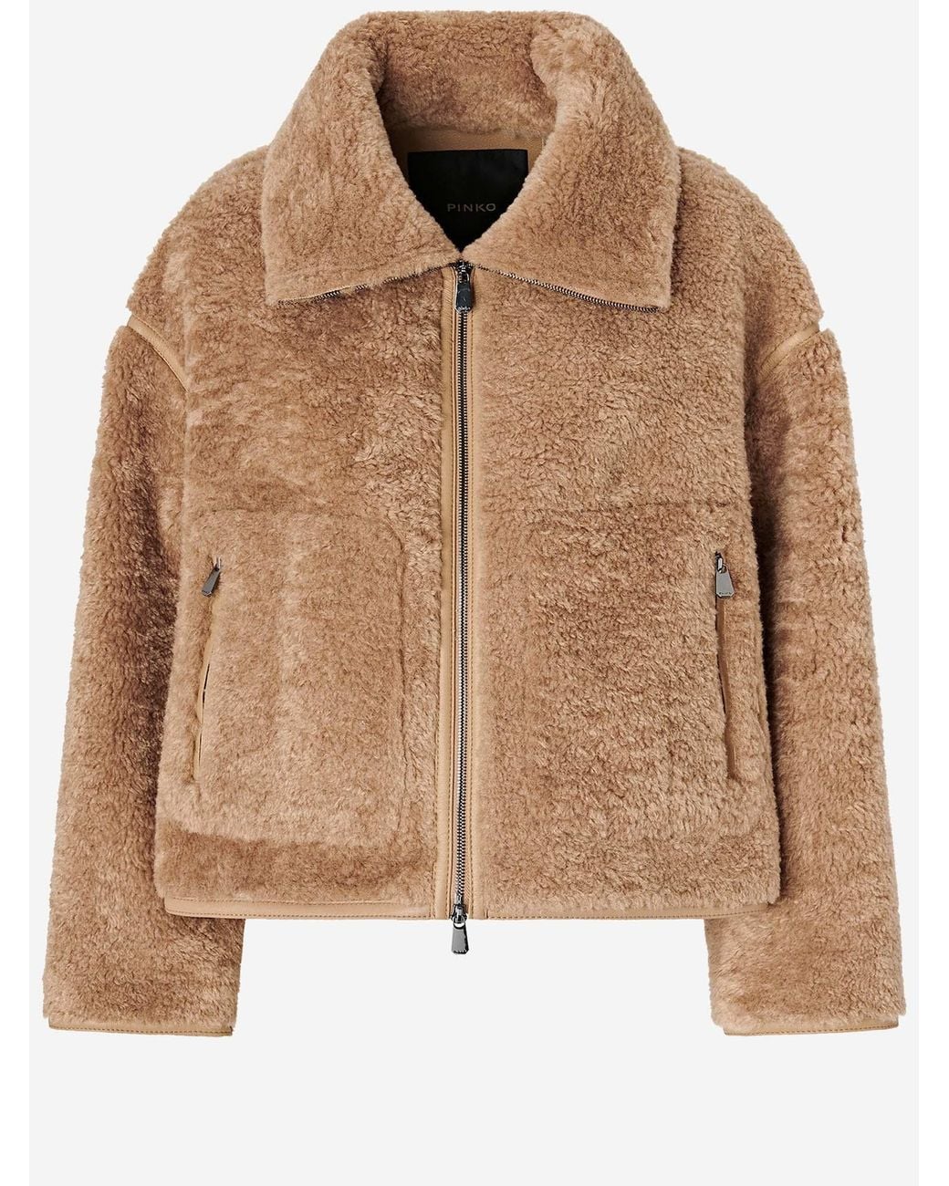 Pinko Brown Shearling Effect Jacket