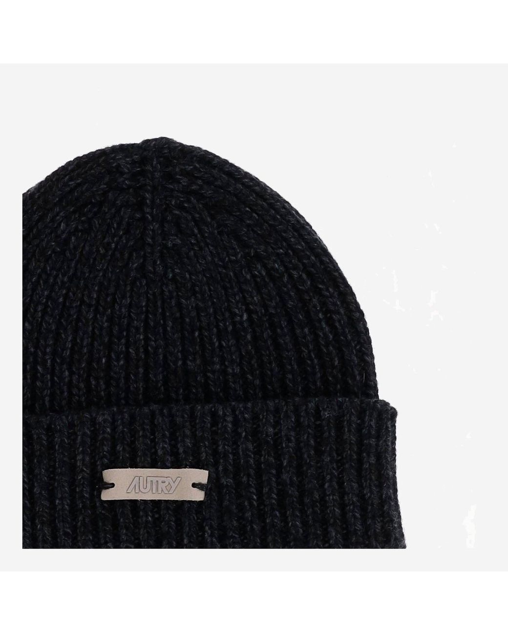 Autry Black Wool Beanie With Logo for men