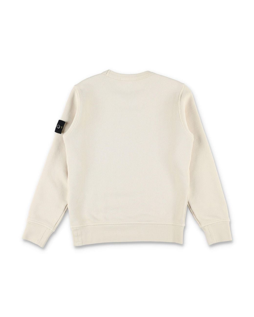 Stone Island White Boy Crewneck Sweatshirt With Logo Patch