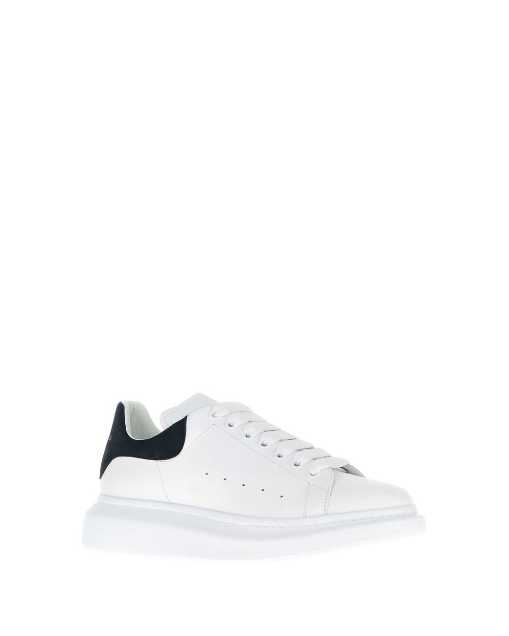 McQueen White Leather Sneakers With Dark Suede Heel