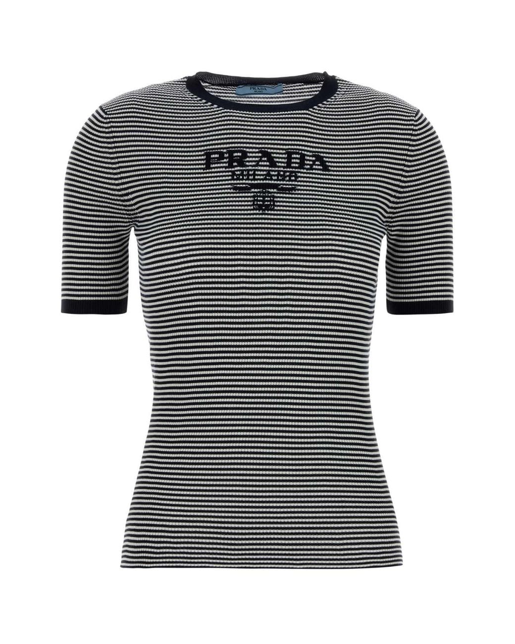 Prada Black Stripes Crew Neck T-Shirt