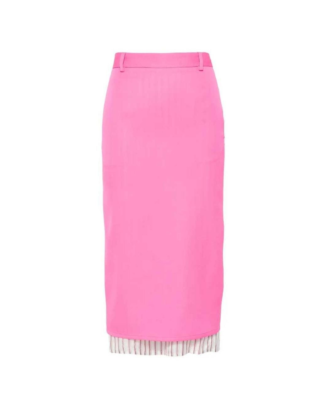 The Attico Pink Midi Skirt With Striped Hem