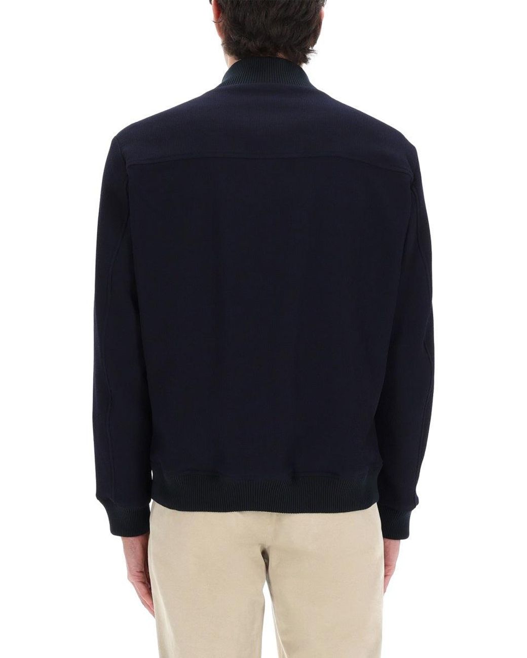 Fay Blue Wool-Blend Button Front Knit Jacket for men