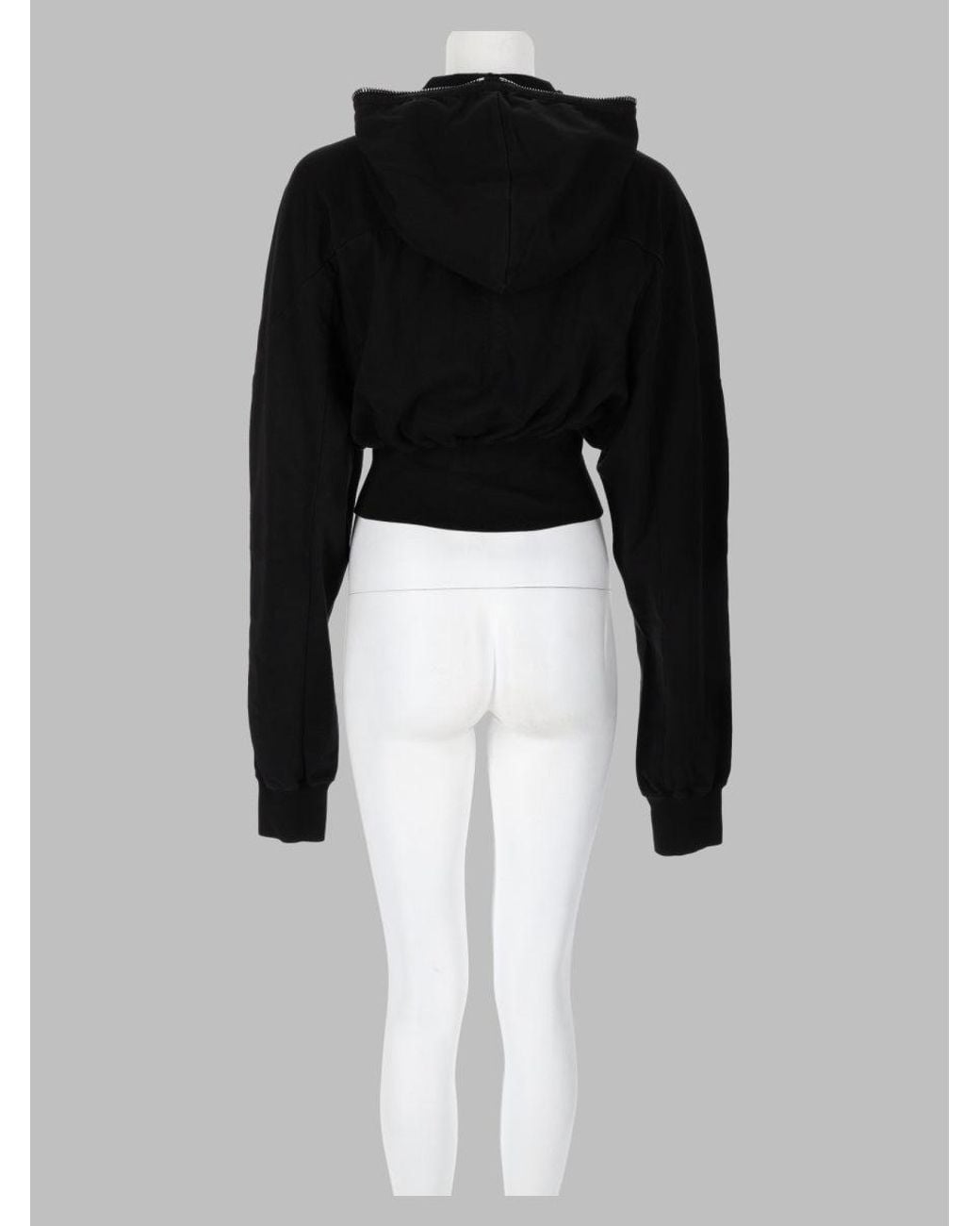 Rick Owens Black Zip-Front Cropped Hoodie
