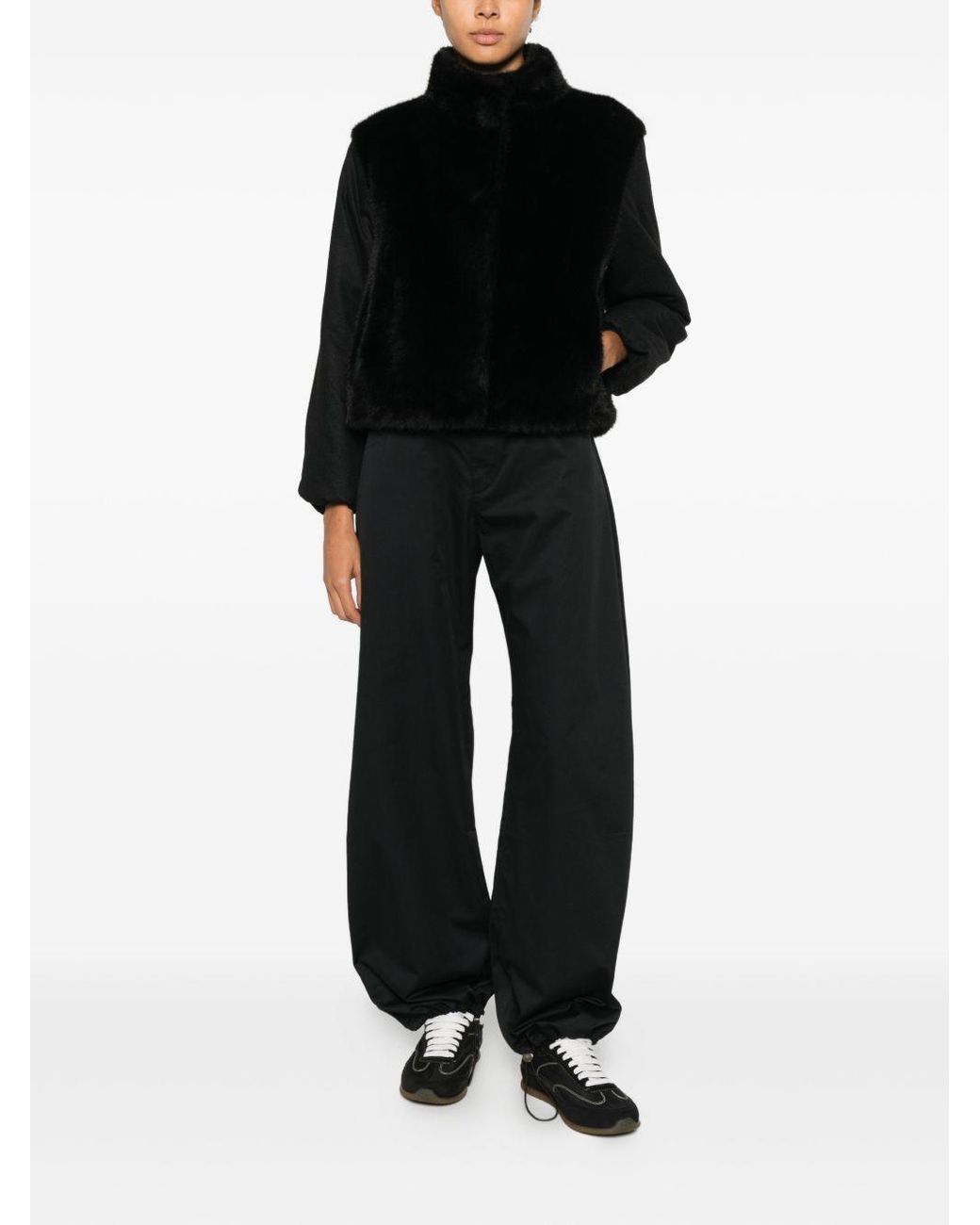 Herno Black Faux Fur Coat