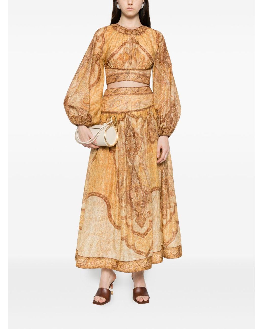 Zimmermann Natural Wanderlust Cotton And Silk Maxi Skirt