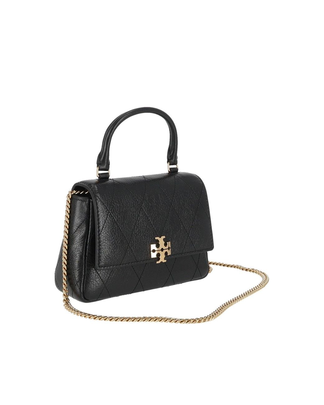 Tory Burch Black Charlie Quilted Top Handle Chain Wallet