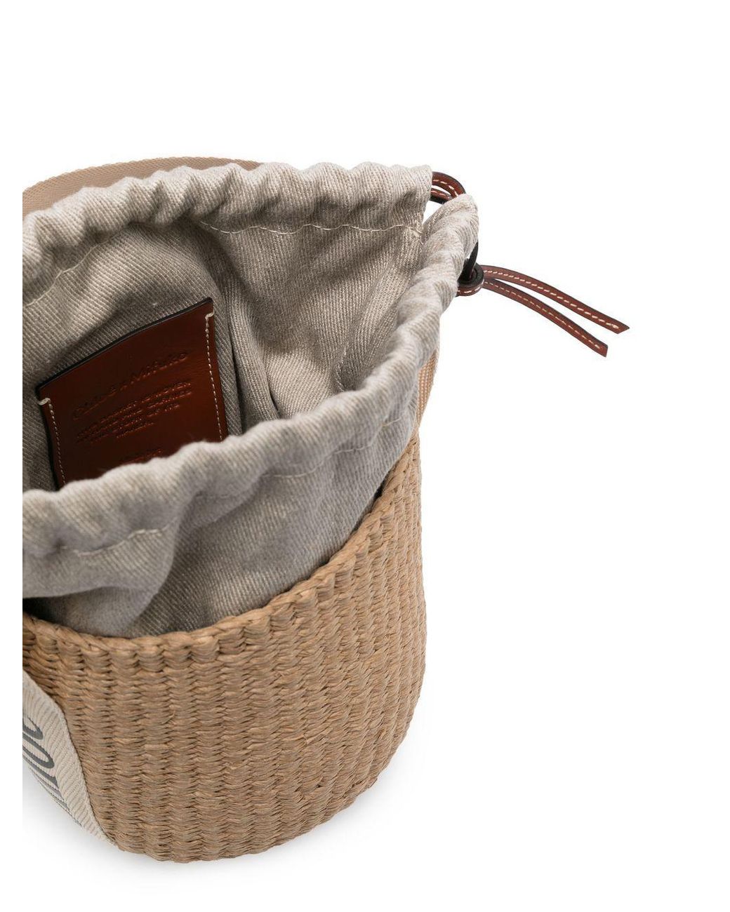 Chloé Natural Woody Small Straw Bucket Bag