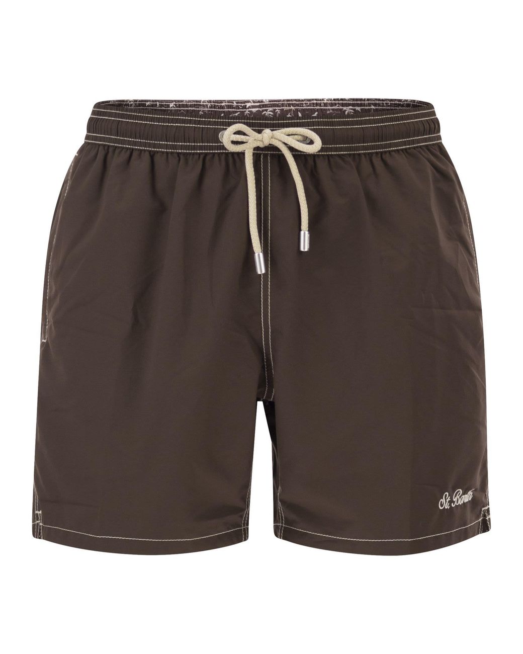 Mc2 Saint Barth Gray Beach Shorts With Logo
