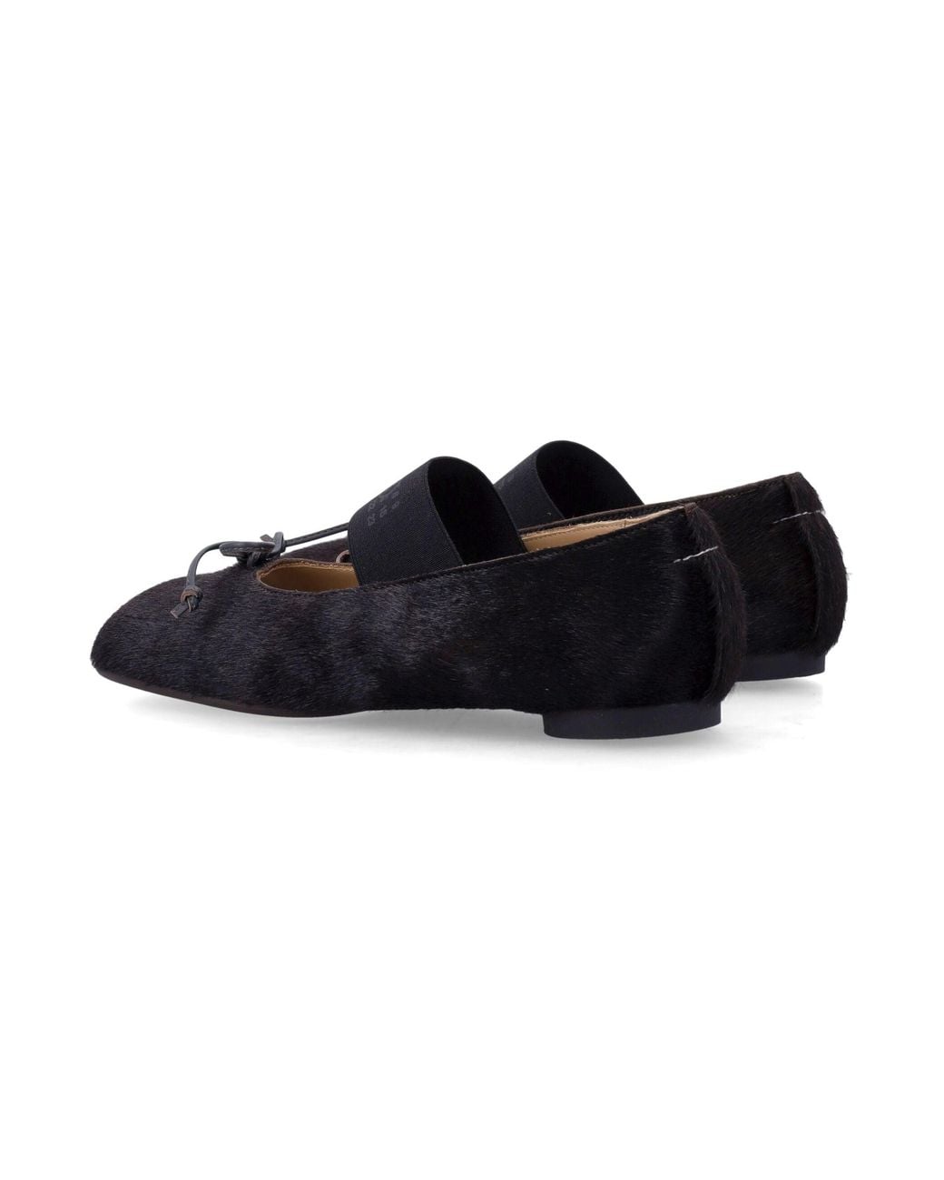 MM6 by Maison Margiela Black Pony Hair Ballet Flats