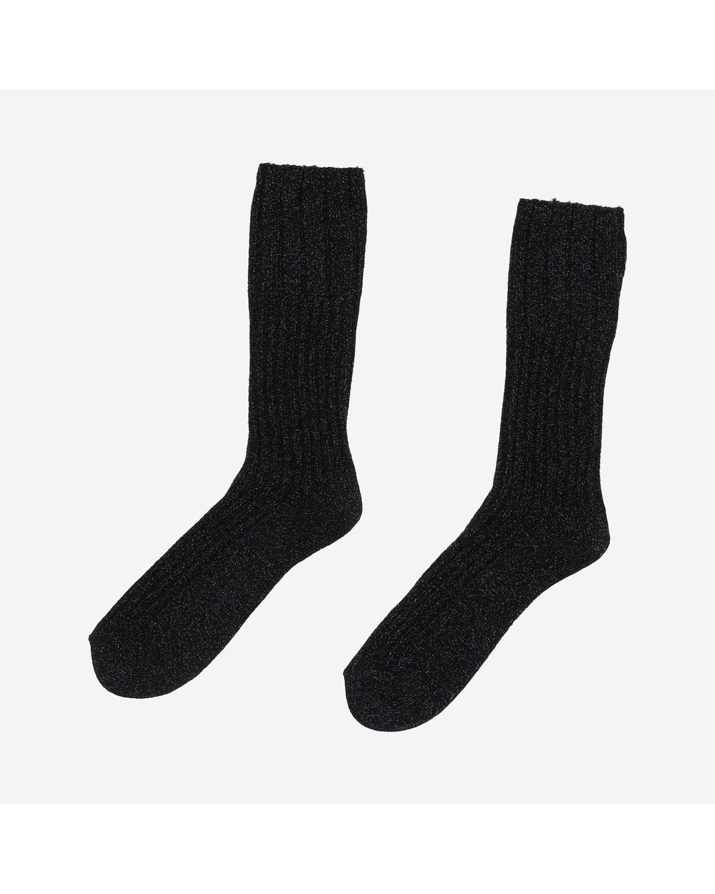ANT45 Black Ribbed Stretch Cotton Blend Socks