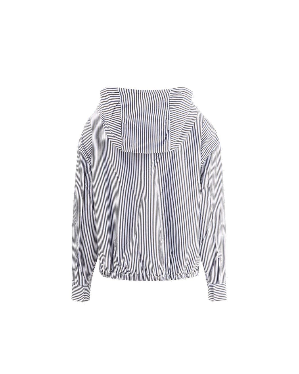 Prada Gray Striped Hooded Jacket