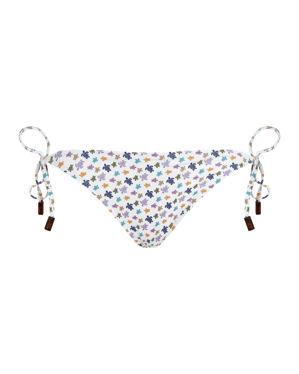 Vilebrequin White Adjustable Bikini Bottoms With Turtle Print