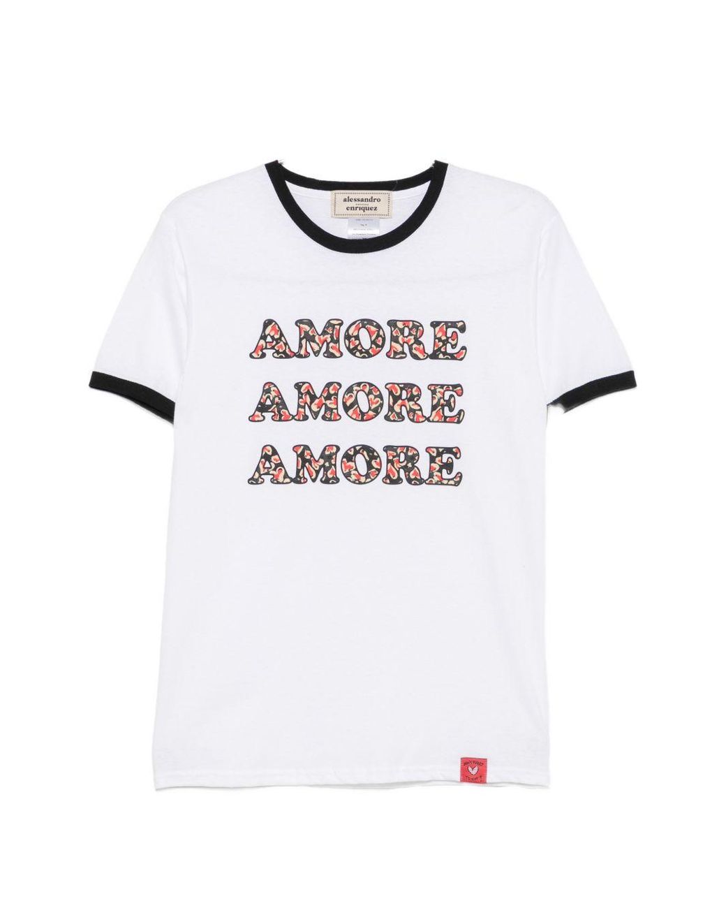 ALESSANDRO ENRIQUEZ White Amore Print Cotton T Shirt