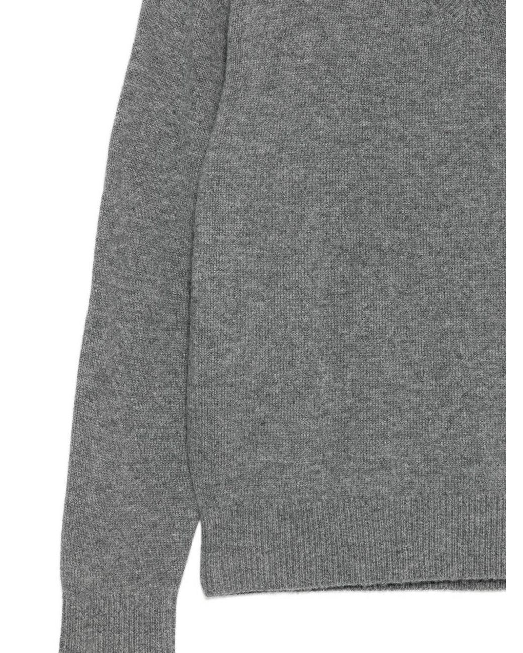DUNST Gray Wool And Cashmere V Necked Sweater