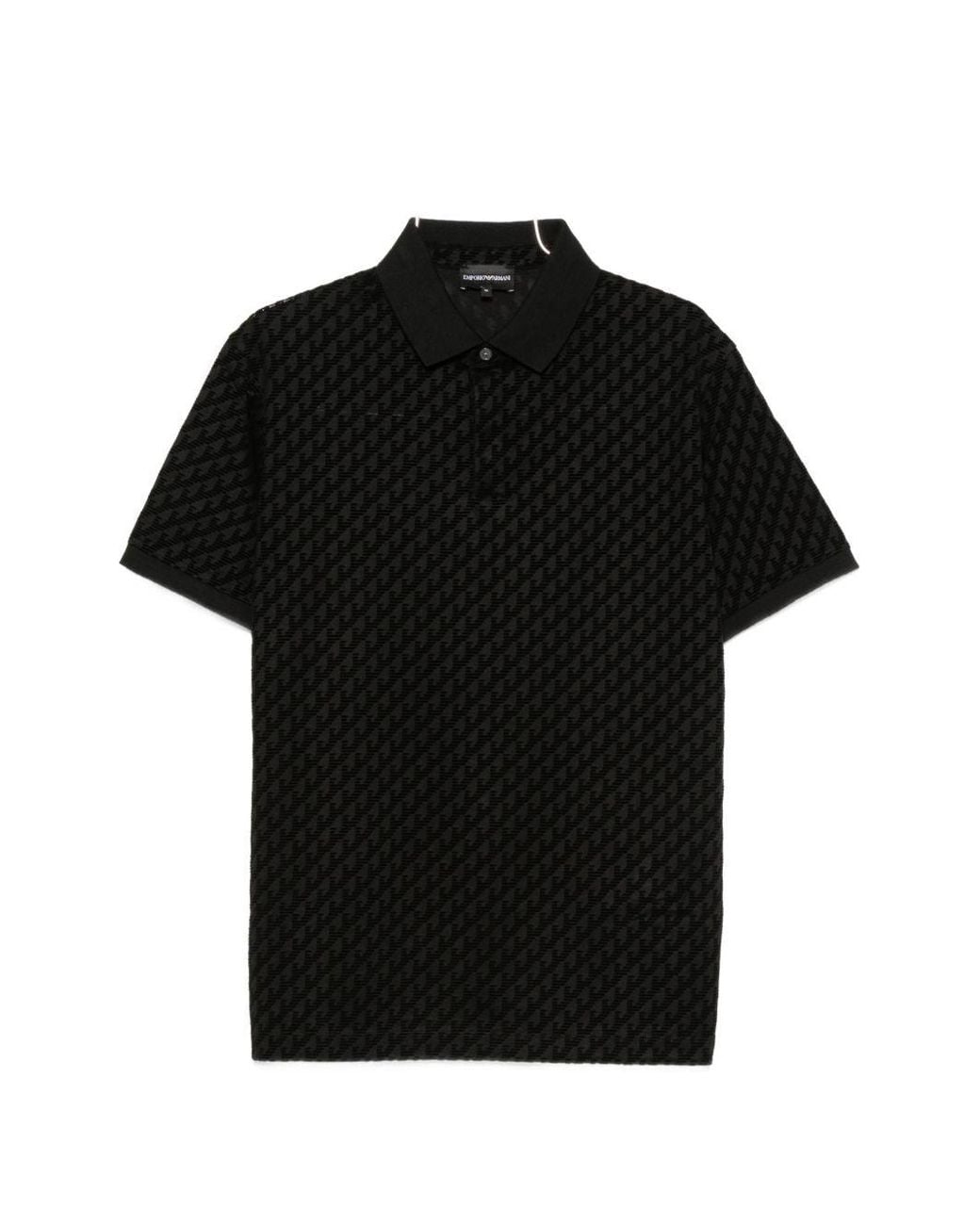 Emporio Armani Black Allover Logo Polo Shirt