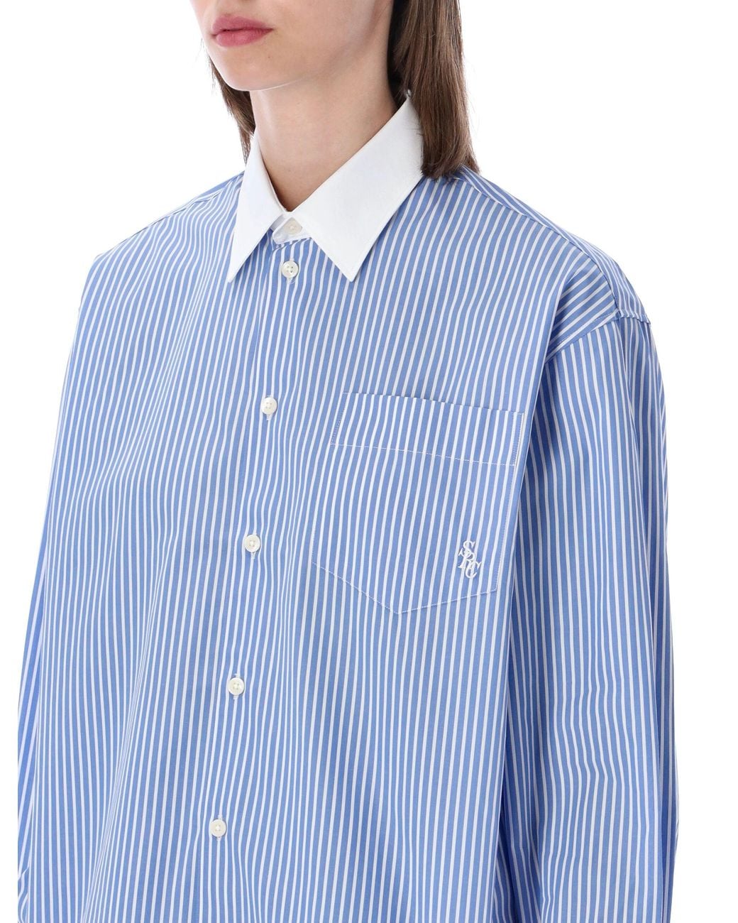 Sporty & Rich Blue Sporty & Rich Sporty & Rich Oversized Striped Shirt