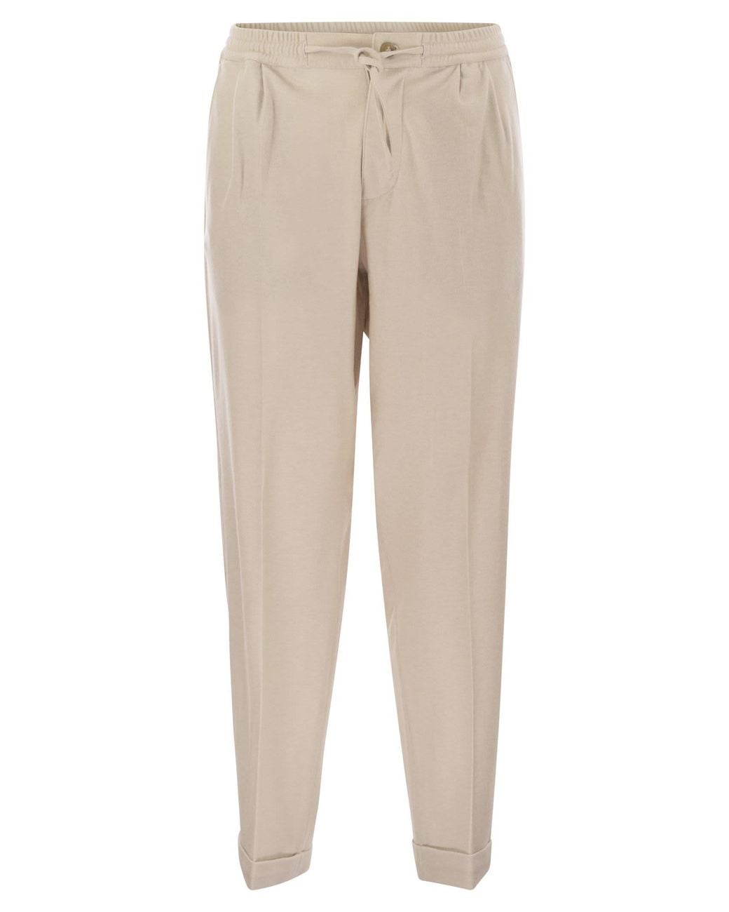 Fedeli Natural Harvard Soft Cashmere Flannel Trousers for men