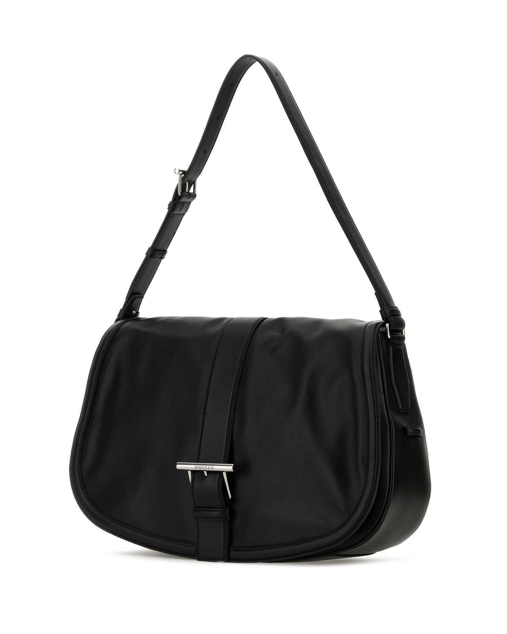 McQueen Black Leather Maxi Satchel Shoulder Bag