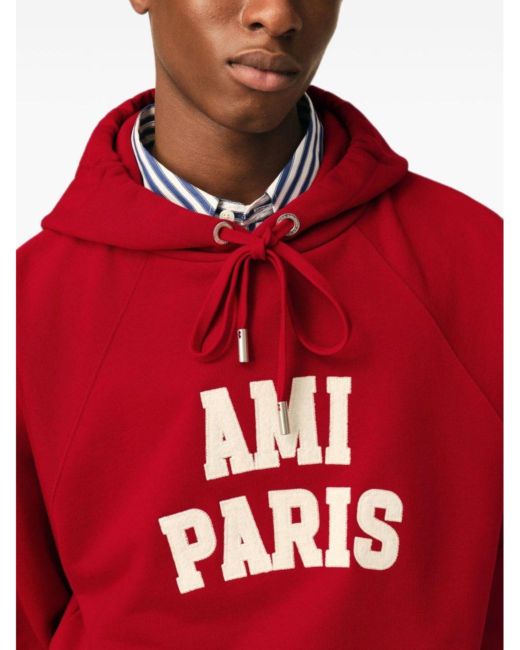 AMI Red Logo Cotton Hoodie
