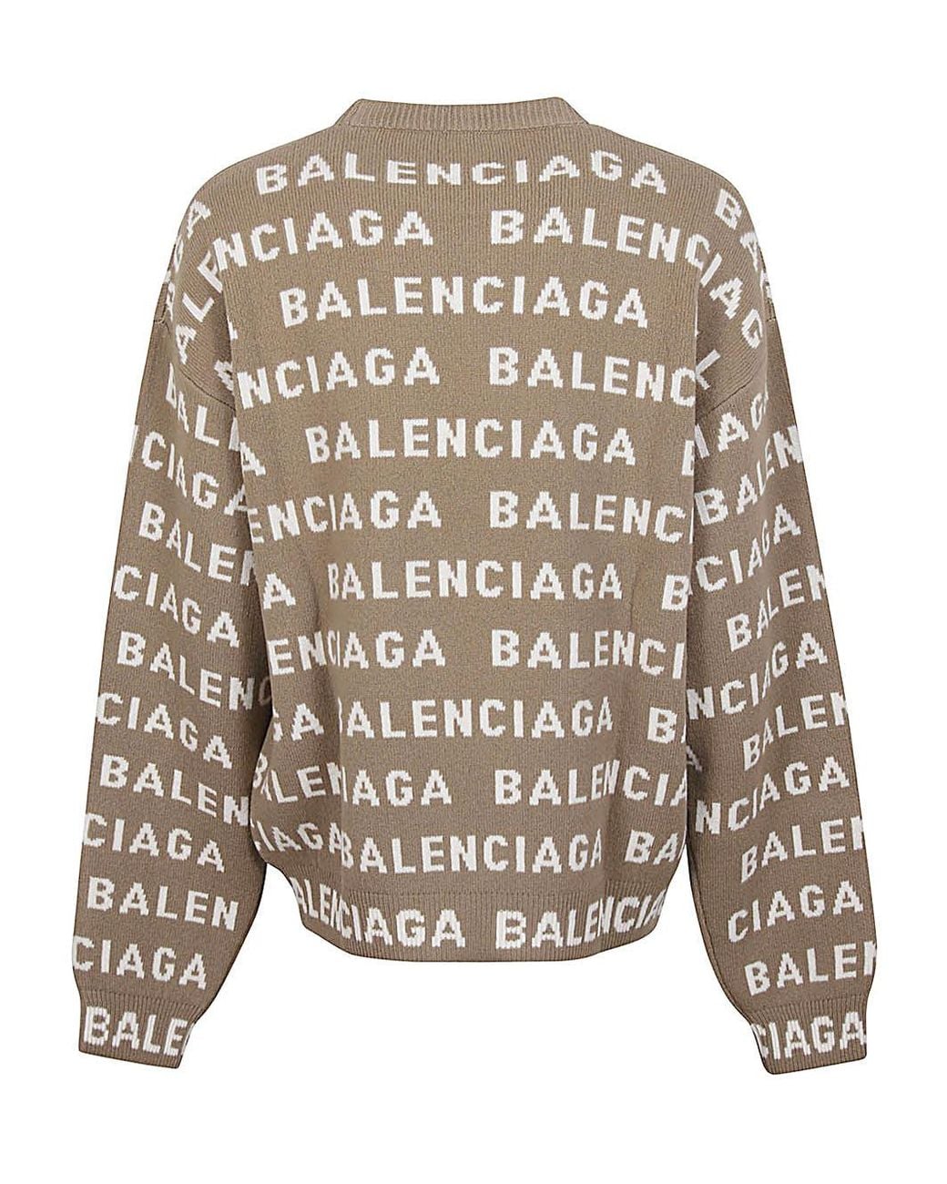 Balenciaga Brown Allover Logo Crewneck Sweater