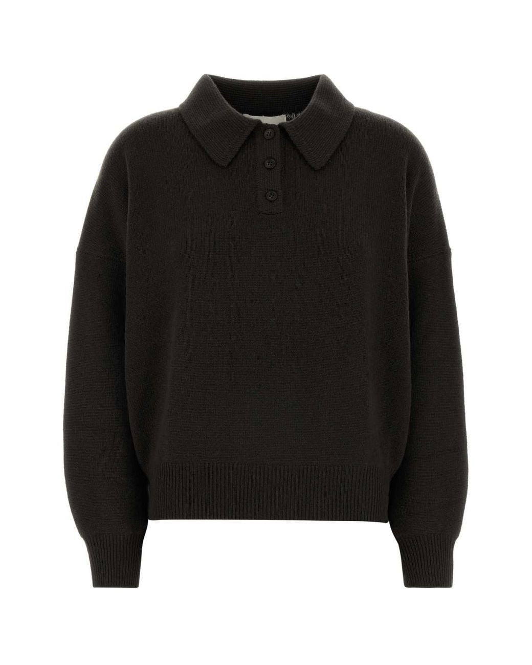 Lisa Yang Black Dark Cashmere Etta Polo Shirt