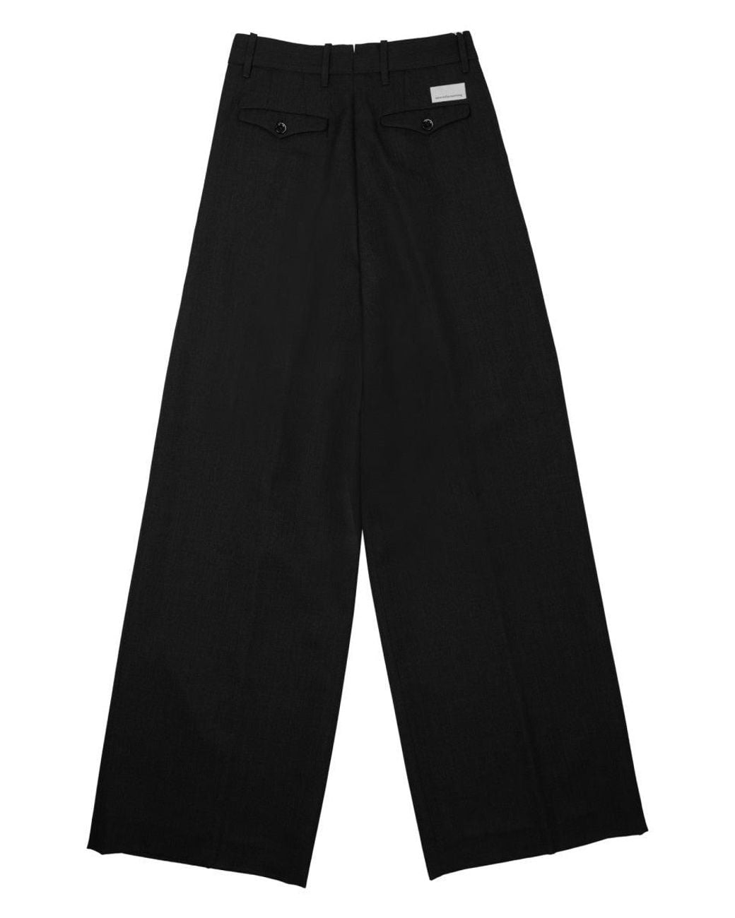 Nine:inthe:morning Black High-Waist Wide-Leg Wool Trousers