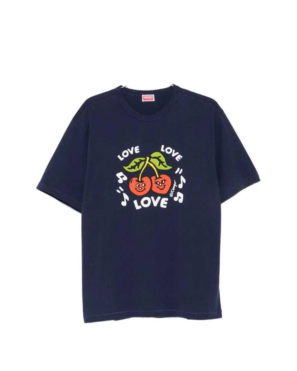 KENZO Blue Cherry Print T Shirt
