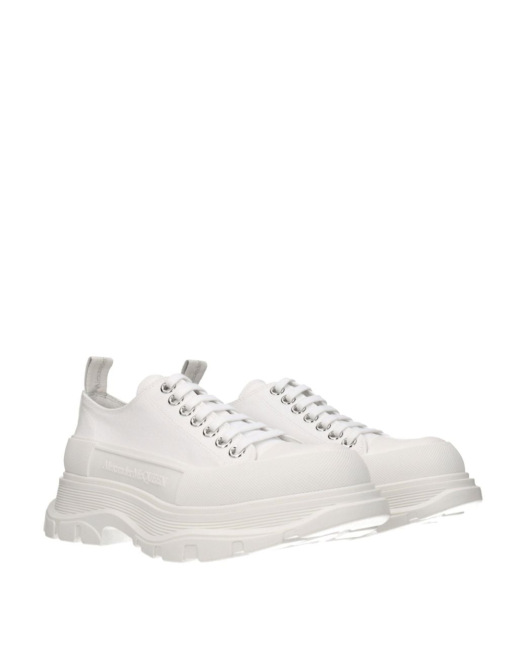 McQueen White Canvas Tread Slick Sneakers for men
