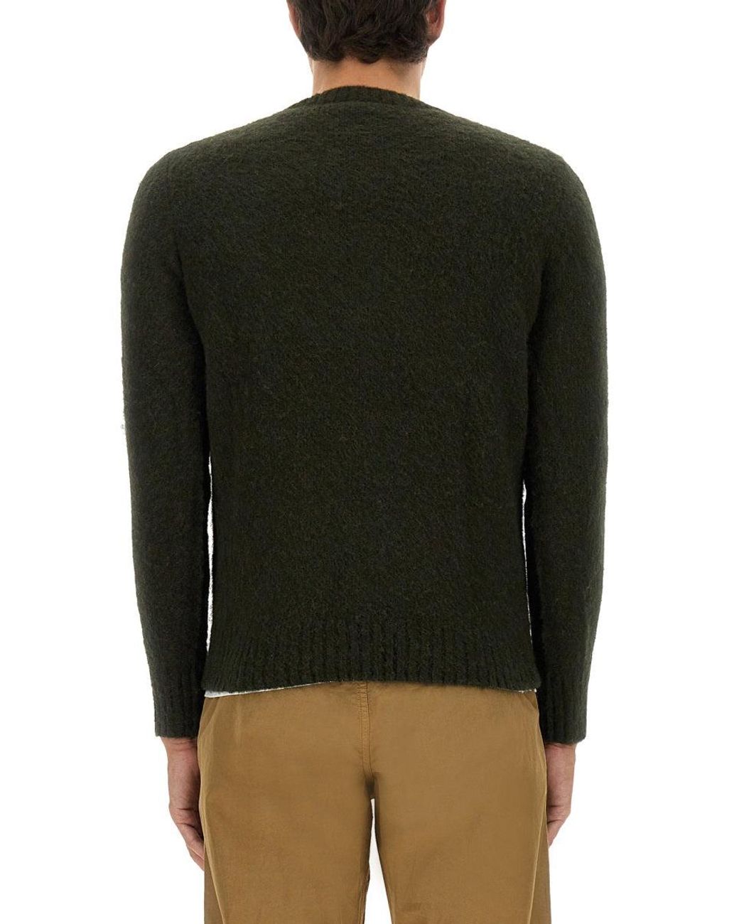 Aspesi Black Relaxed Fit Wool Jersey Sweater for men