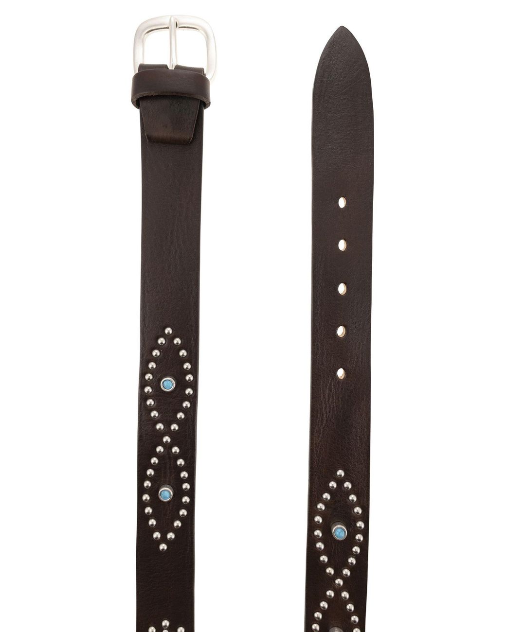 Alberto Luti Brown Studded Leather Belt for men