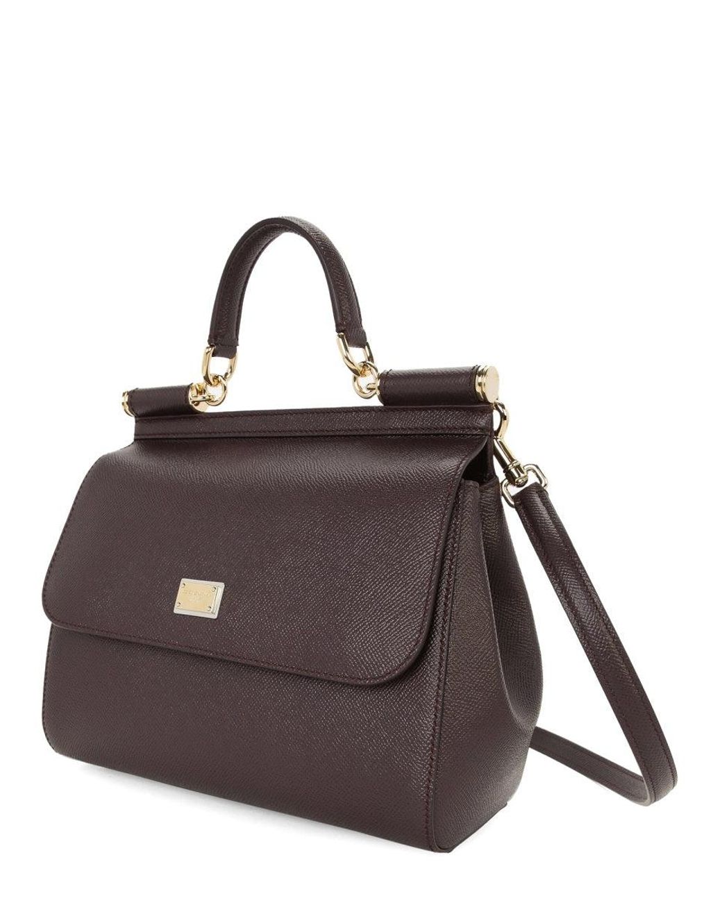 Dolce & Gabbana Black Dolce & Gabbana Large Winecolored Sicily Hand Bag