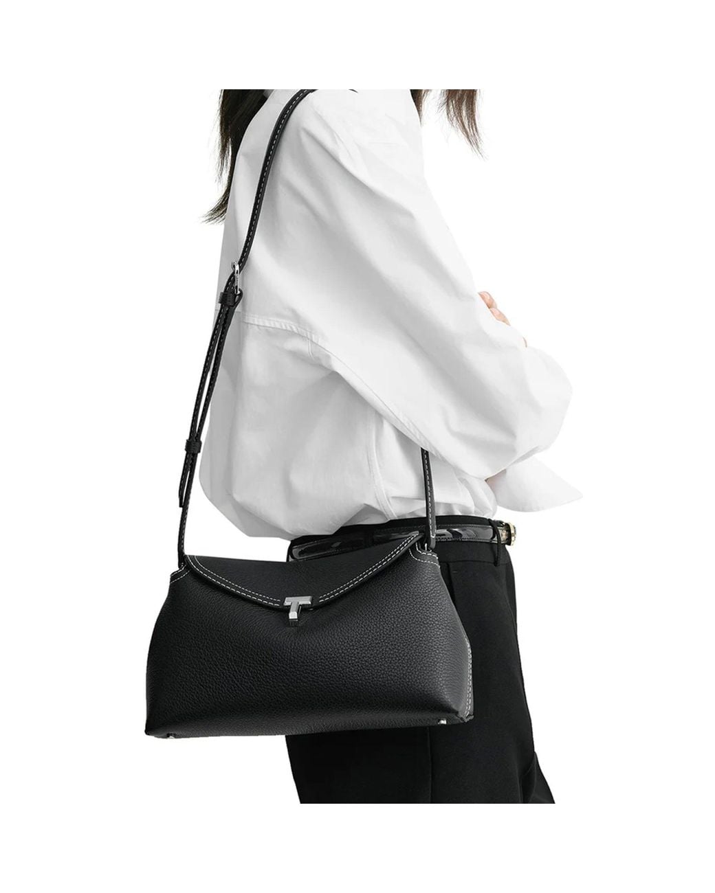 Totême Black T-Lock Clutch Bag
