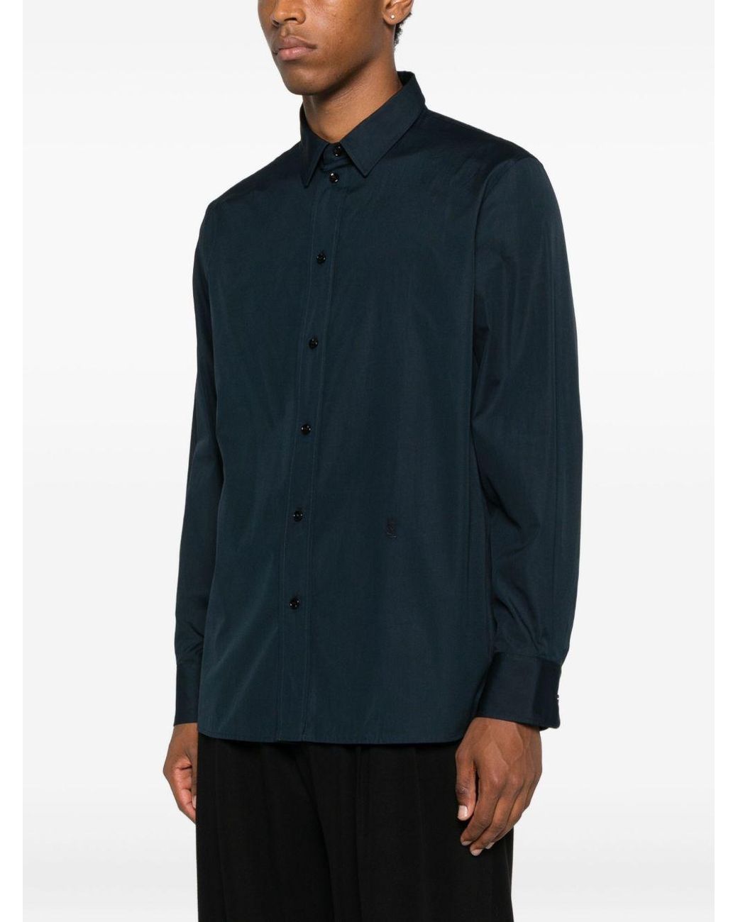 Saint Laurent Dunkelblaues Hemd Mit Kragen in Blue für Herren