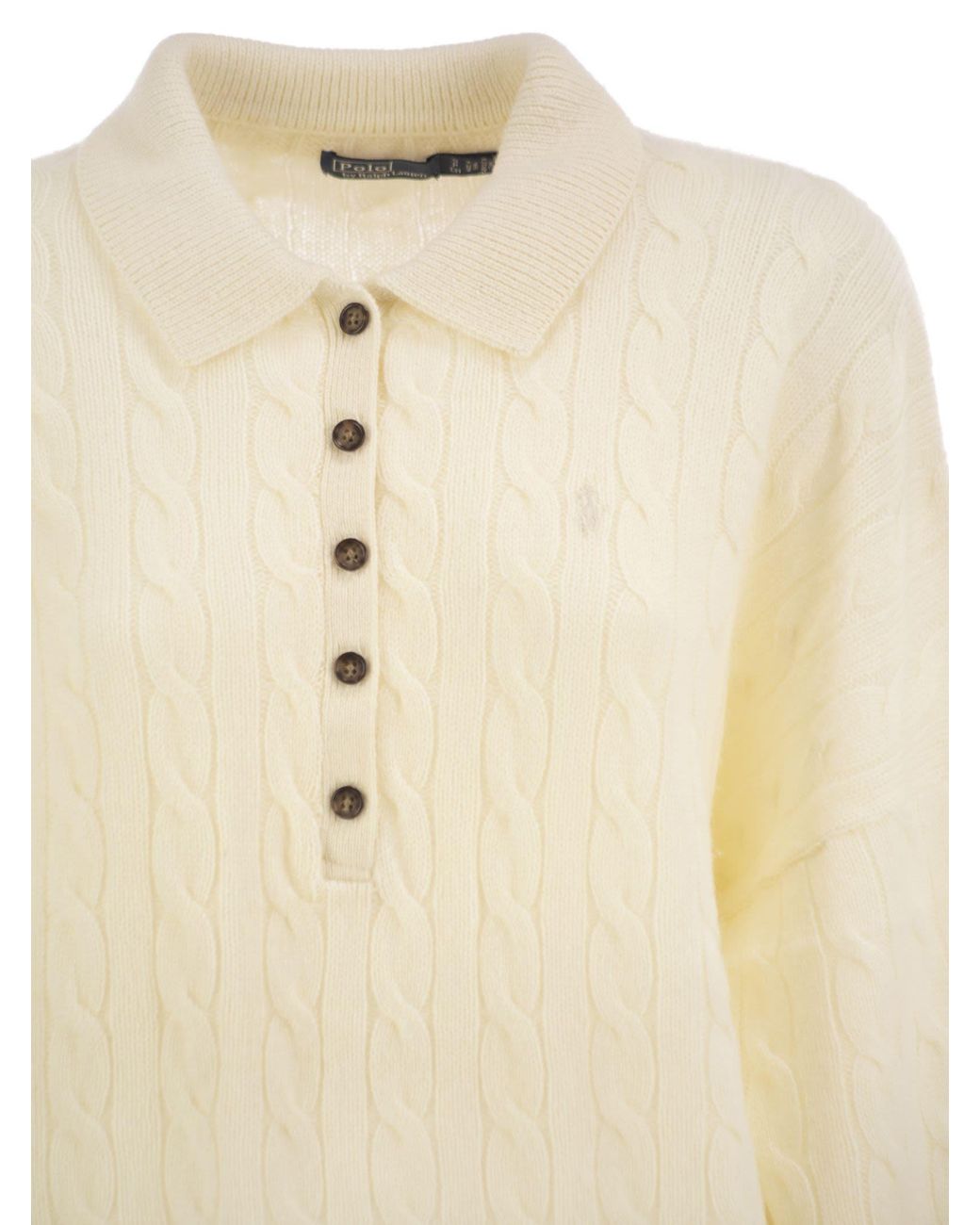 Polo Ralph Lauren Natural Cable-Knit Wool And Cashmere Polo Jumper