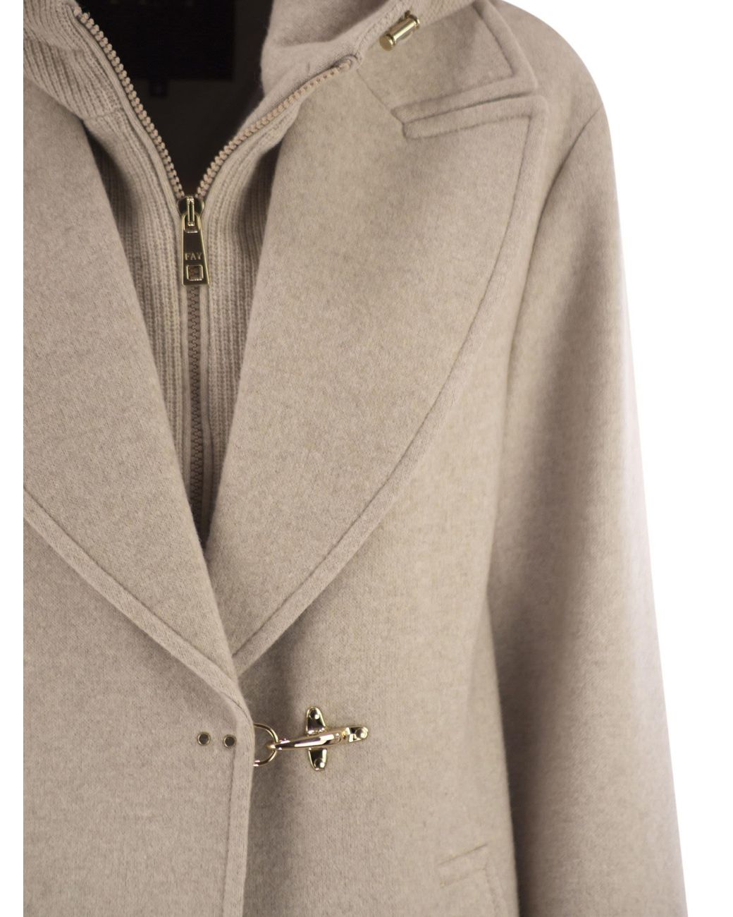 Fay Natural Double Front Wool Jersey Coat