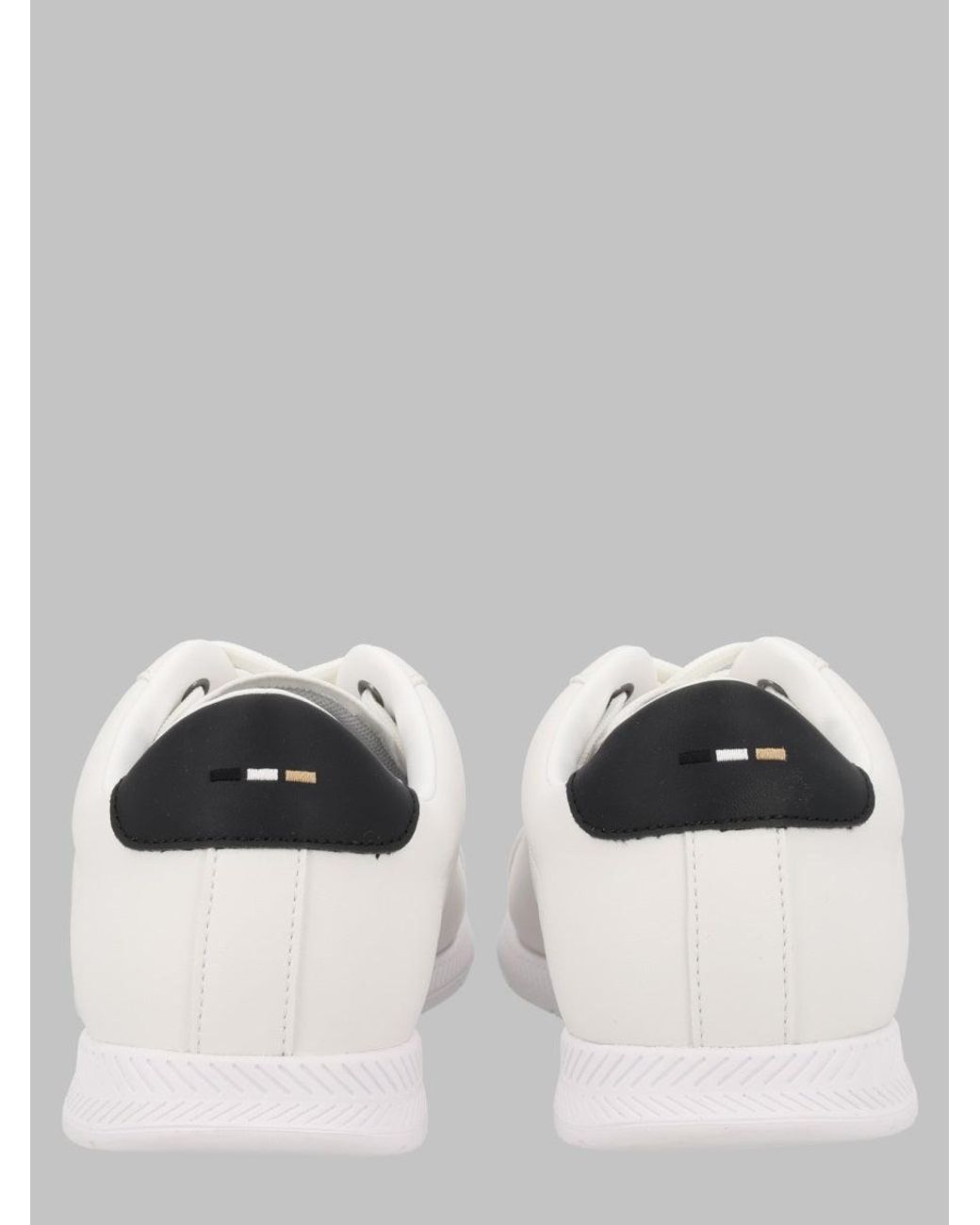 Boss White Low-Top Lace-Up Sneakers for men
