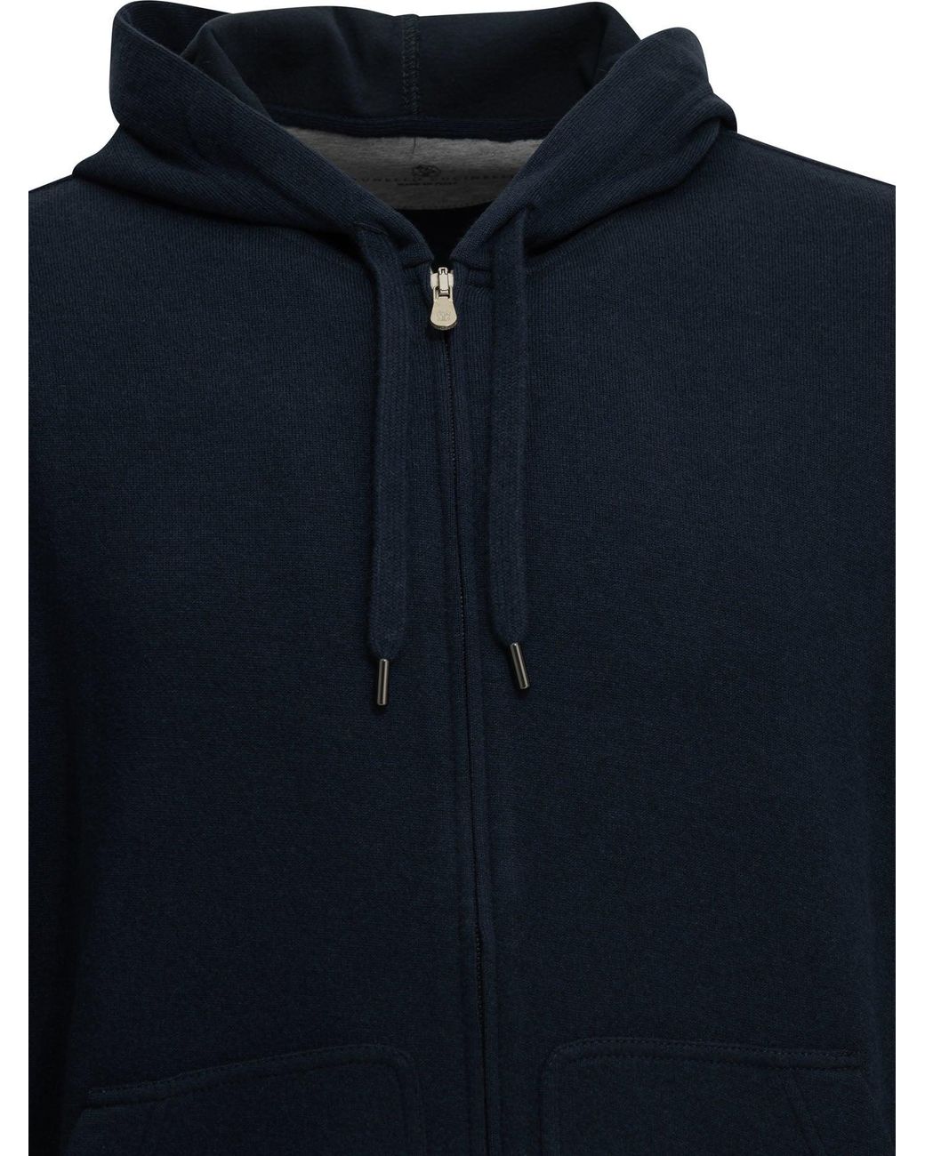 Brunello Cucinelli Blue Cashmere And Cotton Zip-Up Sweatshirt