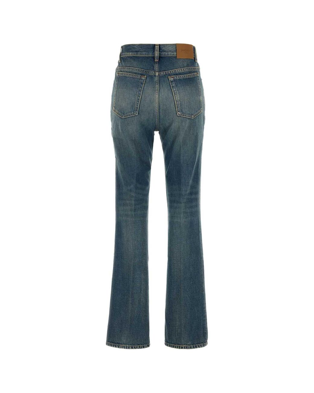 Saint Laurent Blue Clyde High-Rise Straight-Leg Pants