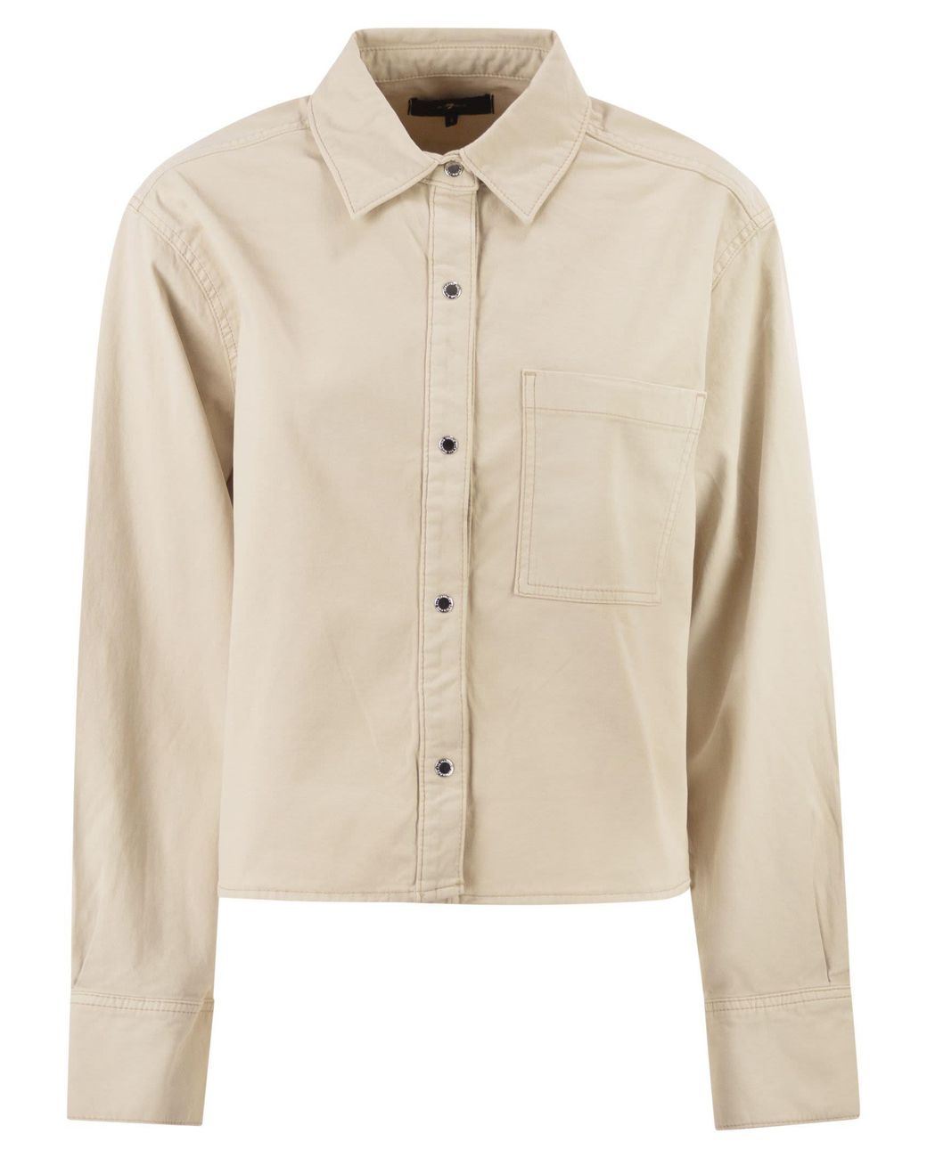 7 For All Mankind Natural Stretch Cotton Shirt With Chest Pocket